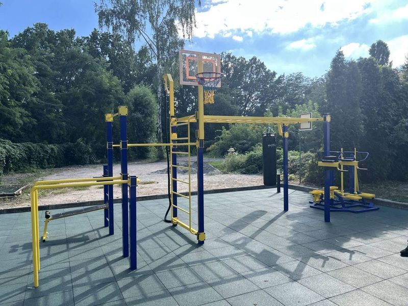 Вуличний спортивний комплекс металевий XXL-2 з брусами 4821 фото реальне зображення товару