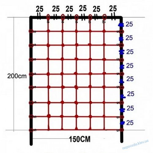 Сайт Гладіаторська сітка для лазіння 200x150 cм S-Hook для ігрових комплексів 0150S фото зображення