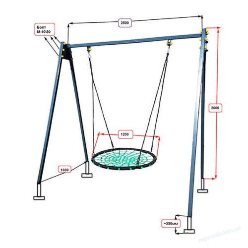 Сайт Великі Гойдалки гніздо 120см на металевому каркасі вуличні Кду-1155 фото зображення