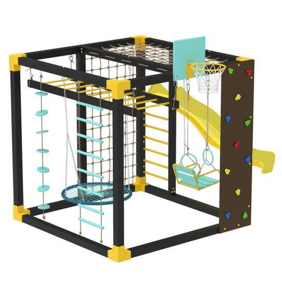 Сайт Спортивний дитячий вуличний комплекс Cube з горкою гойдалкою гніздо і лазами 21051 фото зображення