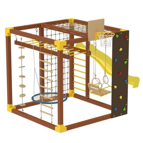 Сайт Спортивний дитячий вуличний комплекс Cube з горкою гойдалкою гніздо і лазами 21051 фото зображення
