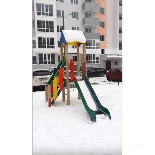 Детский игровой уличный комплекс "Однобашенный" с металлической горкой и лазом DIO701 фото и изображение в Украине