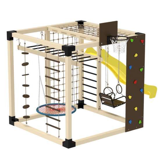 Сайт Спортивний комплекс вуличний Cube коричневий гіркою та гойдалкою 21051 фото изображение