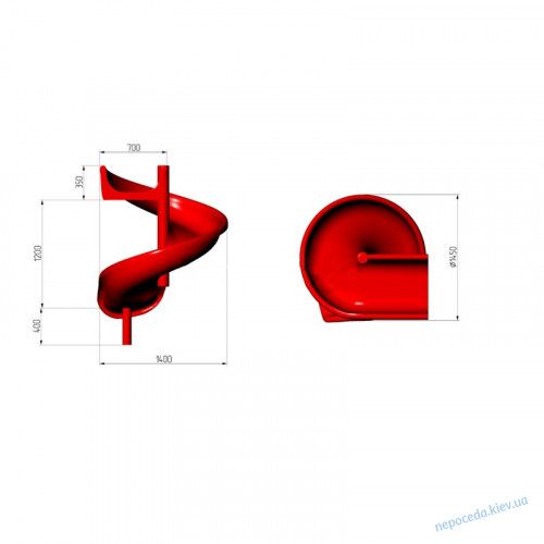 Сайт Детская горка спуск 150см "Спираль" (5 цветов) N-1174 фото изображение