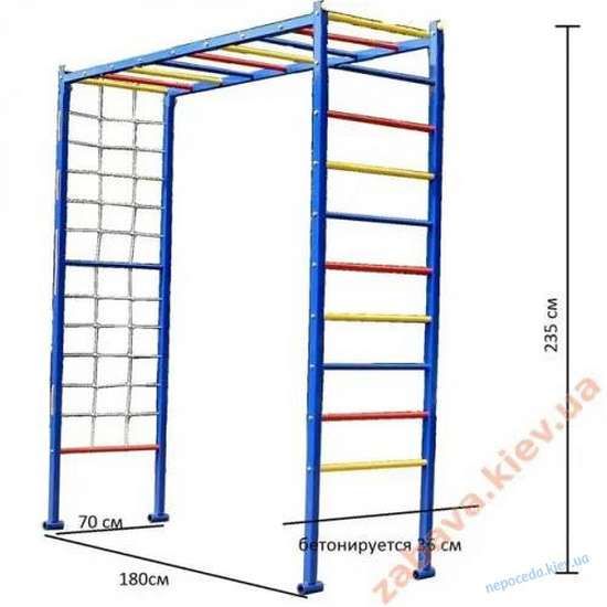 Сайт Спортивно игровой комплекс для улицы с рукоходом №1 и шведской стенкой 805/кду фото изображение