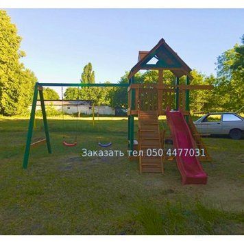 Детская площадка с трапом, качели, горка Люкс классик N-1149 фото и изображение в Украине