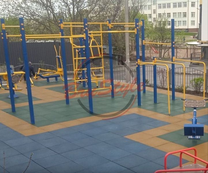 Гімнастичний комплекс &ldquo;Воркаут&rdquo; фланці металевий вуличний W201.2 фото реальне зображення товару