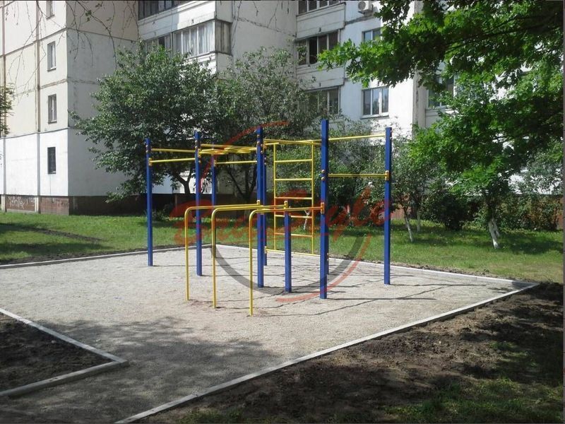 Гімнастичний комплекс &ldquo;Воркаут&rdquo; фланці металевий вуличний W201.2 фото реальне зображення товару
