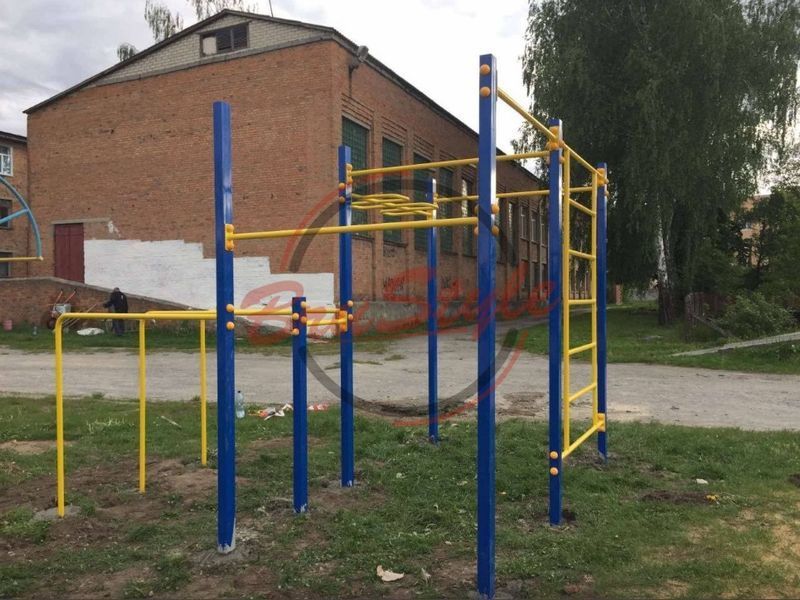 Гімнастичний комплекс &ldquo;Воркаут&rdquo; фланці металевий вуличний W201.2 фото реальне зображення товару