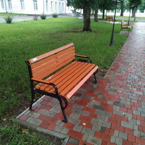Скамейка на улицу Соната со спинкой и подлокотниками 31627 фото и изображение в Украине