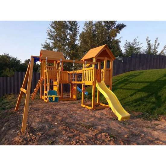 Сайт Большая детская площадка KIDPARK с качелями и мостиком KIDPARK фото изображение